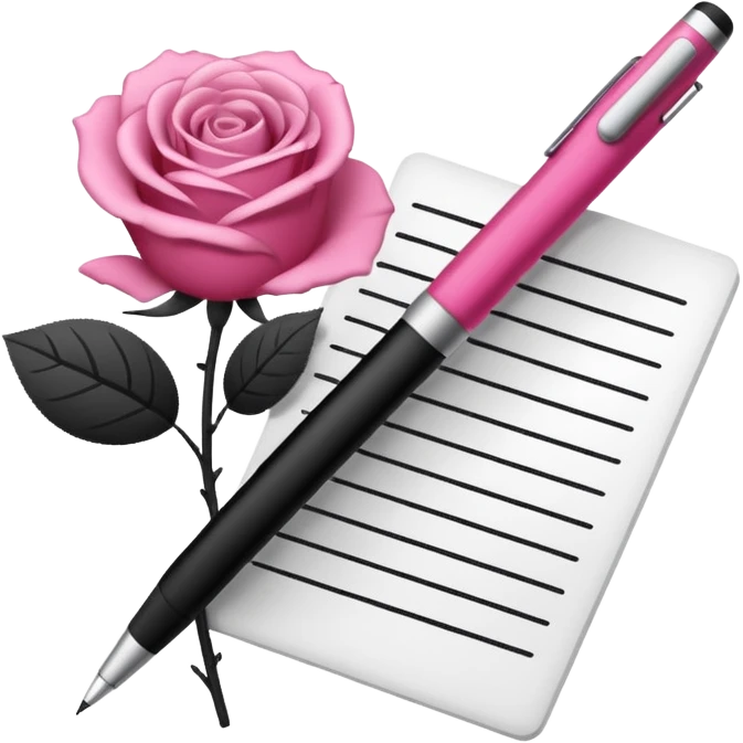 crée moi une feuille blanche genre une liste avex des traie noir avec un stylo de couleur dégradé rose foncé emoji