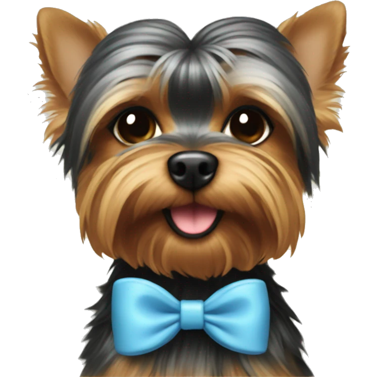A yorkie wearing bow emoji