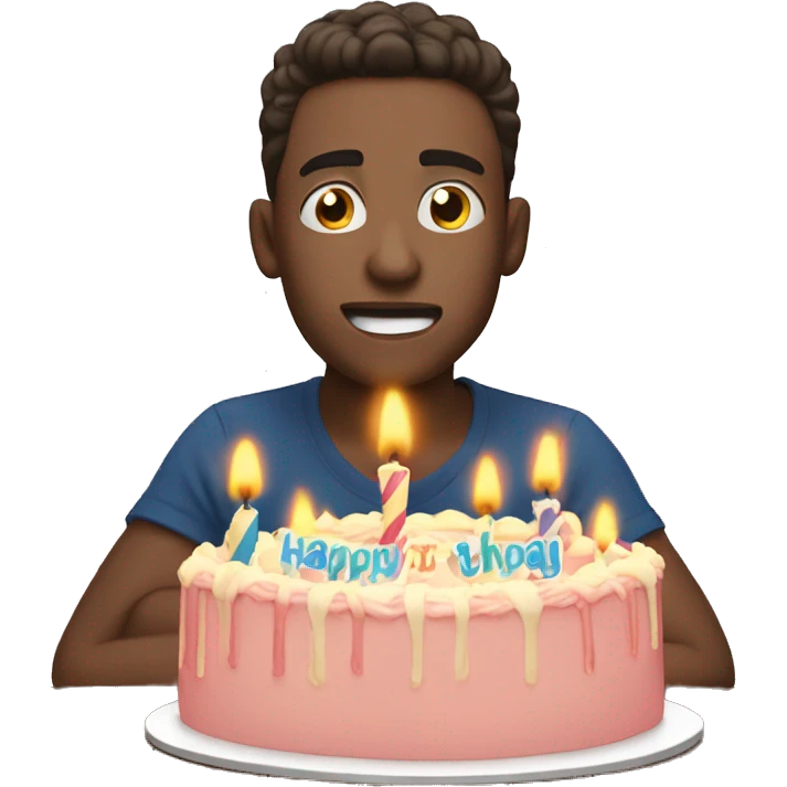Birthday boy blow out candles emoji
