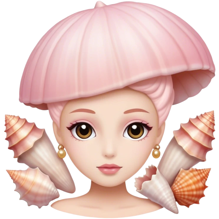 light pink couquette, shells and aesthetic emoji