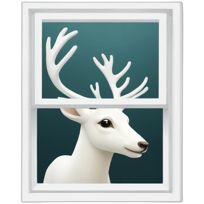 White deer reflected window emoji