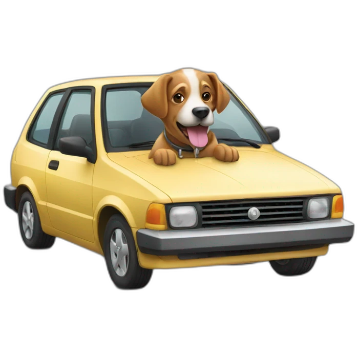 a dog drive a car emoji