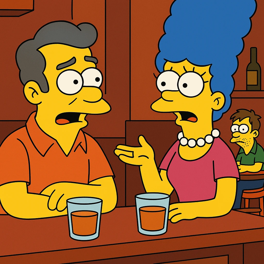 His voice sounded familiar, but I couldn’t remember where I knew him from. 2 person sitting ina bar, talking about a strange guy, sitting in a corner emoji