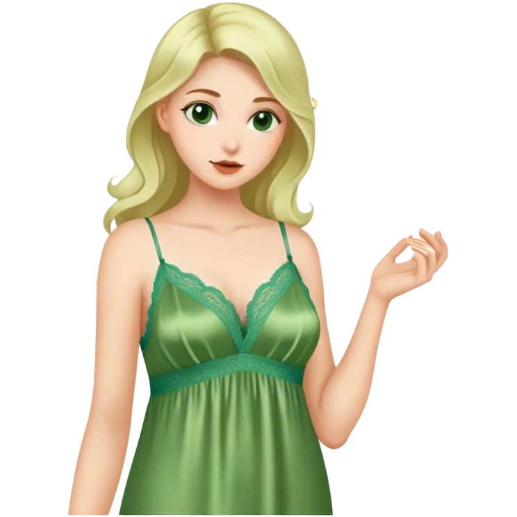 green silk nightgown with lace emoji