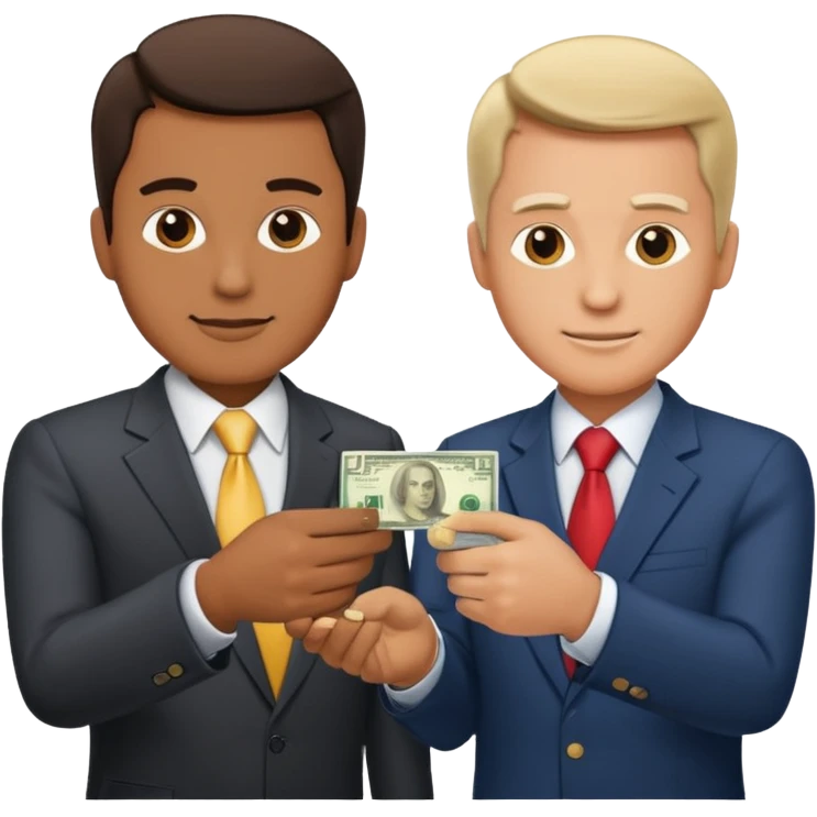 money exchanging between two men (one is a business man and one is a politician) emoji