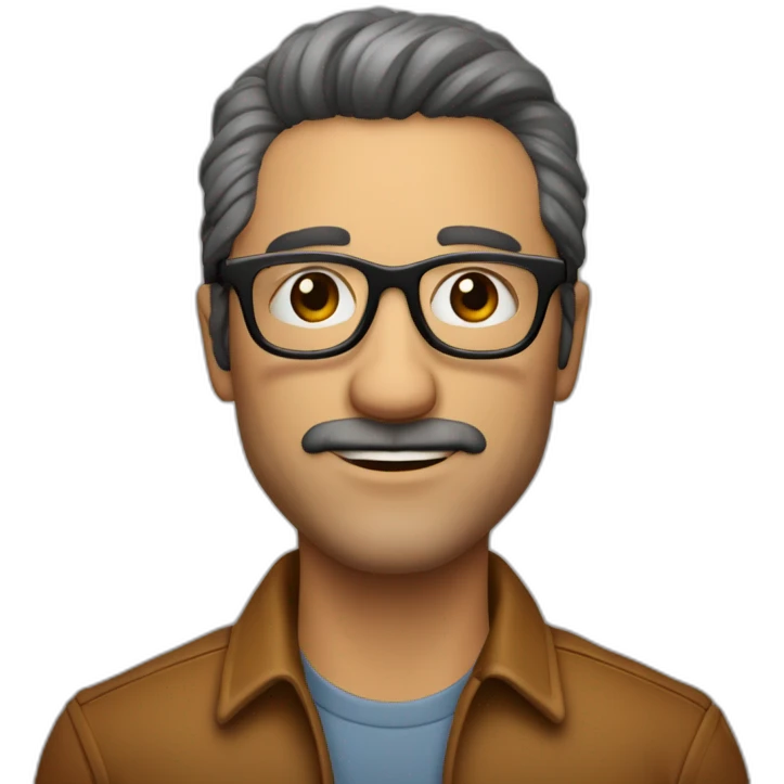 Hombre de 43 años, guapo, cabello castaño ,con gafas, atuendo de otoño emoji