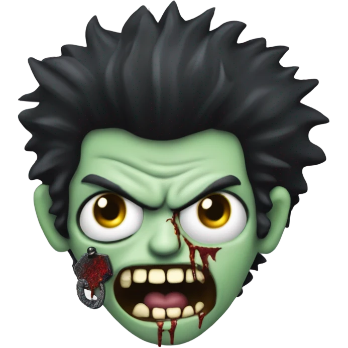 dancing black haired sid vicious zombie, wearing a necklace which has a padlock on it emoji