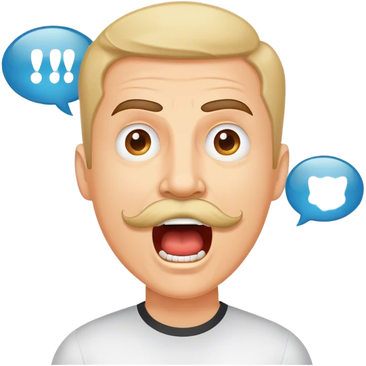 Random guy with a mustache screaming  the word FABIAAAN all in upper case in a Speech bubble  emoji
