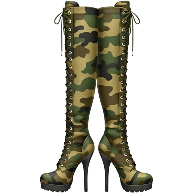 Thigh high army camouflage boots with heels  emoji