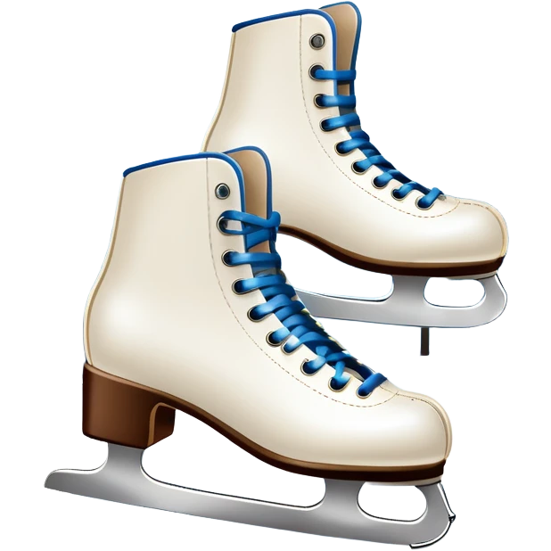 An icon showing a pair of elegant ice skates gliding across a smooth, frozen rink with snowflakes in the air. In the background, twinkling lights, winter trees, and cheering spectators create a festive atmosphere. Transparent background highlights the grace and charm of ice skating. emoji