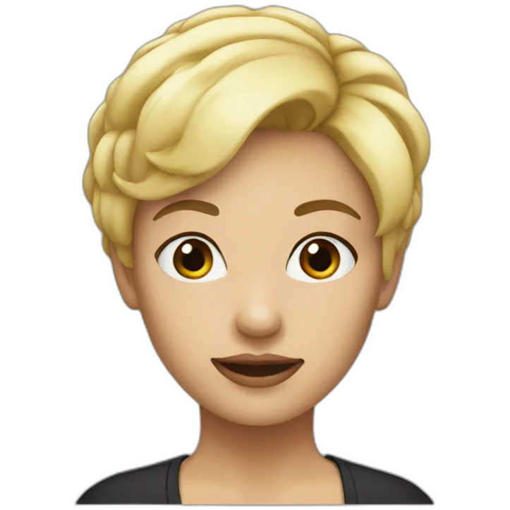 woman blonde short hair no glasses black outfit emoji