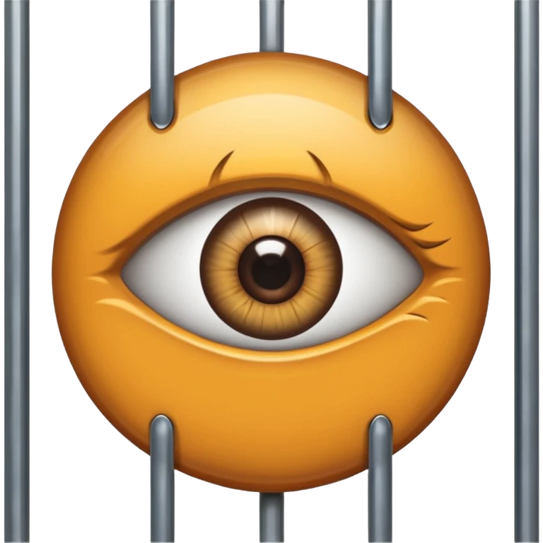 Large eye behind metal bars. emoji