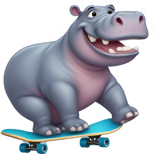 Hippo on the skateboard emoji