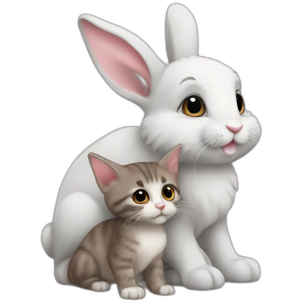 bunny kisses a kitten emoji
