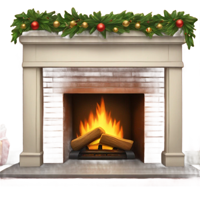 Realistic Christmas fireplace emoji