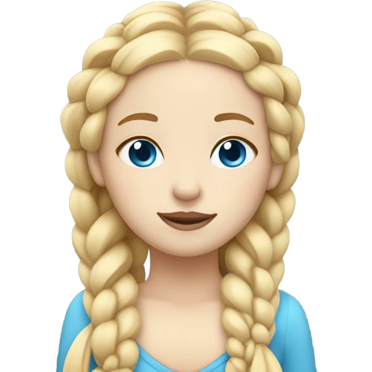 White blond girl with twin braids and blue eyes sleeping emoji
