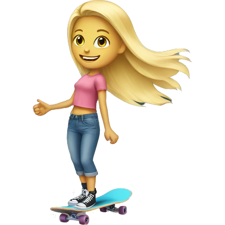 Blond girl on a skateboard  emoji