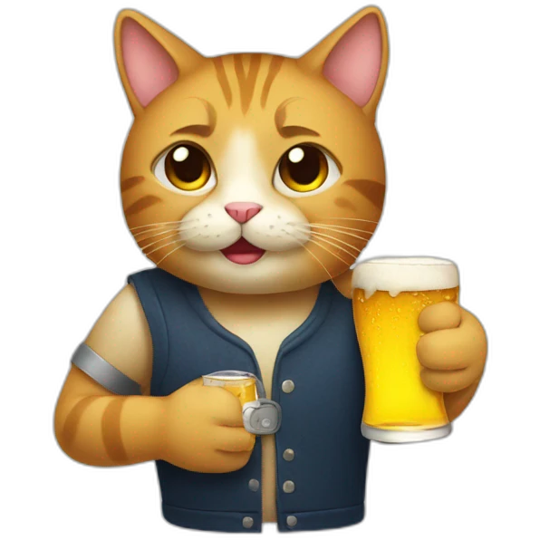 Cat with beer emoji
