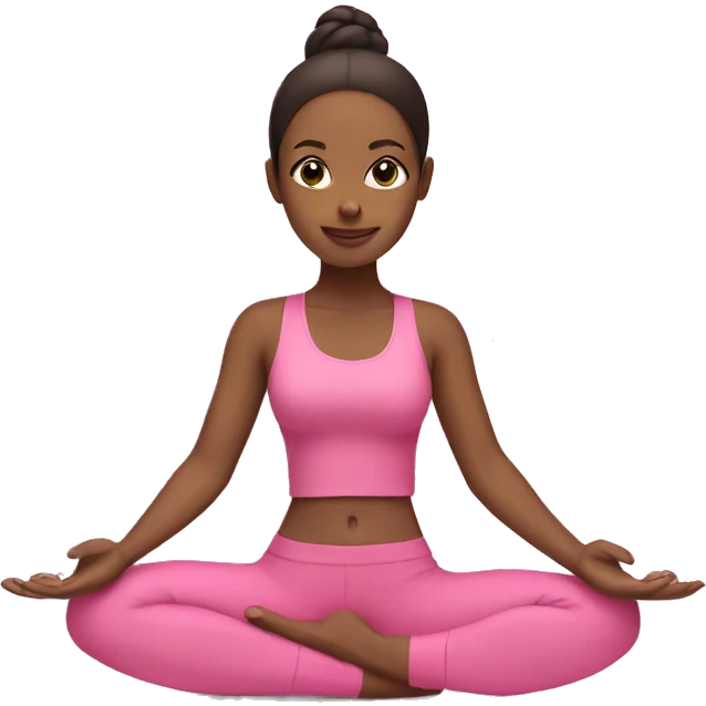 Brunette doing yoga pink outfit  emoji