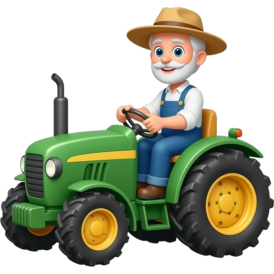 Cartoon farmer driving a tractor emoji