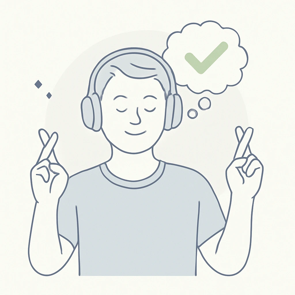 person with short hair and headphones, soft line avatar style, gentle lines and pastel hues emoji