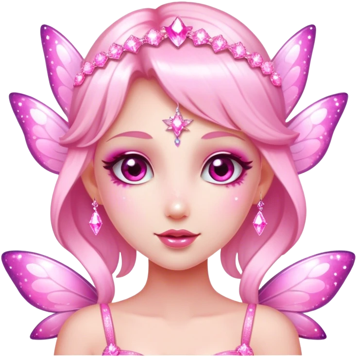 Fairy with sparkles pink bling y emoji