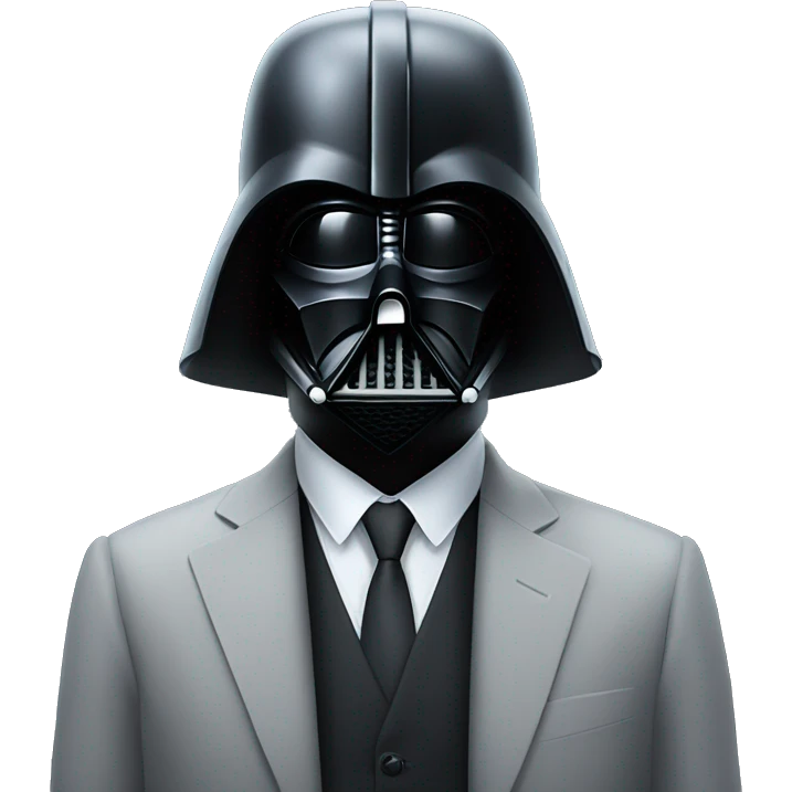 Darth Vader helmet on confident man in a suit emoji