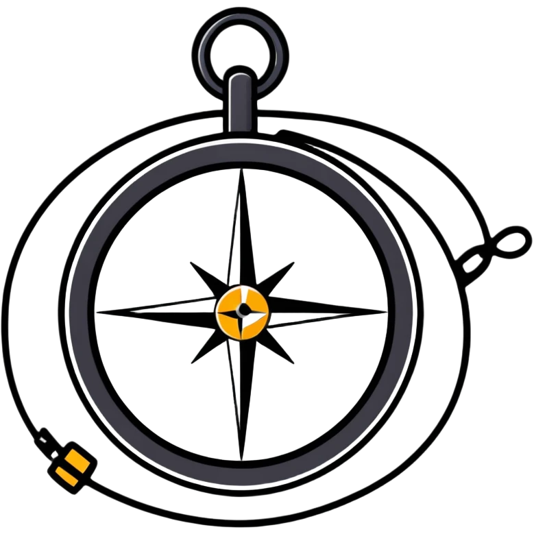 The standard iOS compass emoji 🧭 with a thin white ribbon threaded through the small metal loop at the top emoji