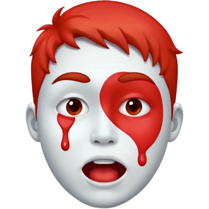 A face showing physical delight and a red face with white paint around its mouth With lots of drool emoji