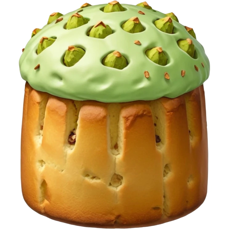 pistacchio panettone con glassa al pistacchio con la carta da panettone intorno in basso emoji