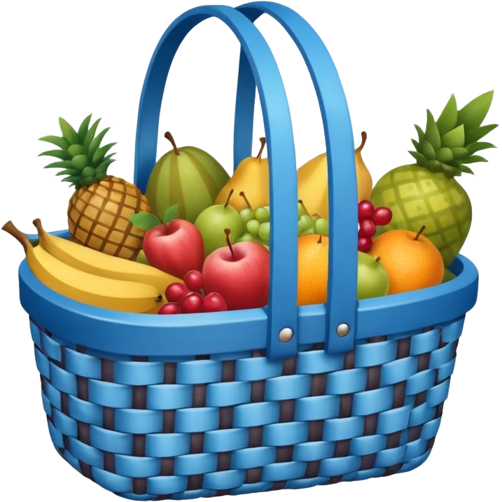 blue plaid lining basket with both food, drink and fruits emoji