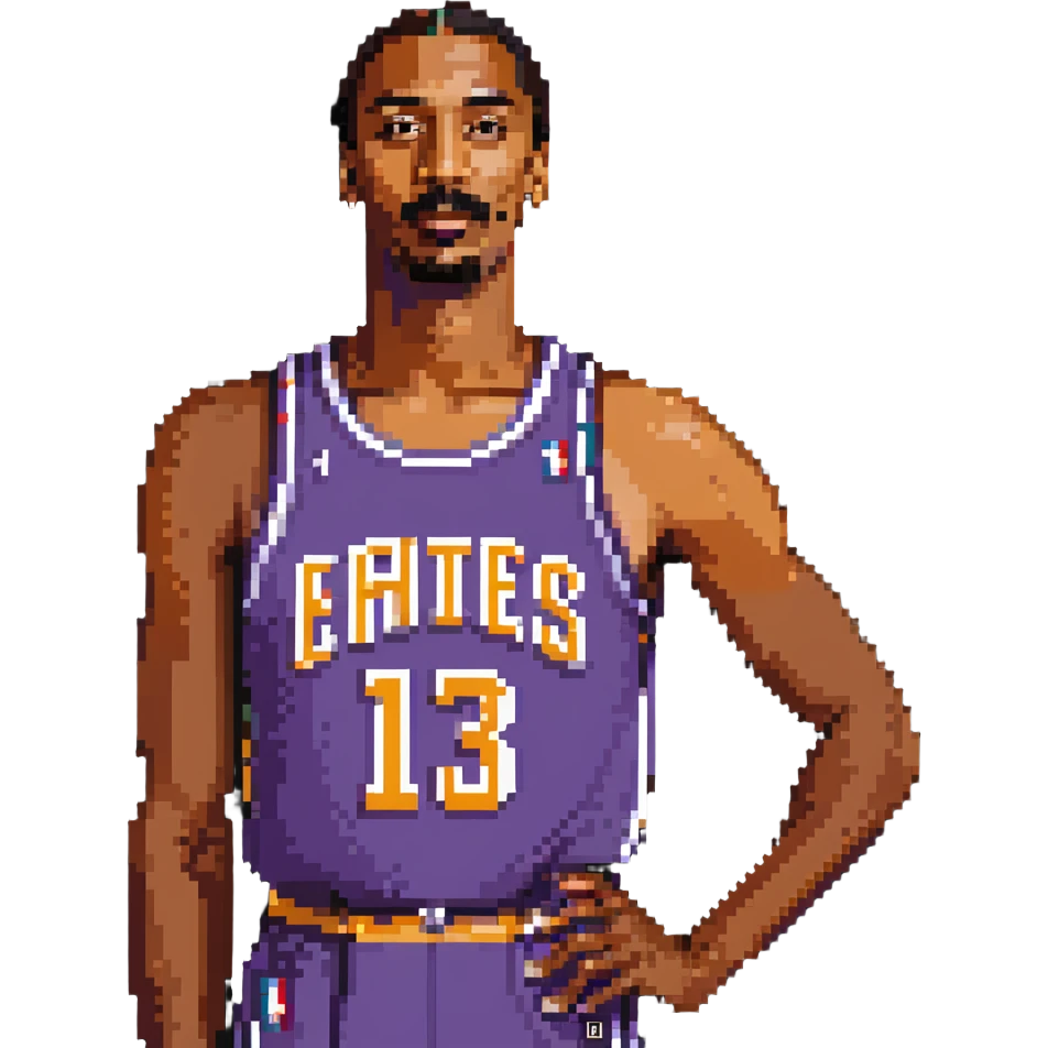 Wilt Chamberlain, tall, mustache, retro basketball uniform emoji
