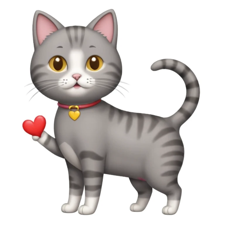 Three legged with back leg missing grey short haired cat farting hearts  emoji