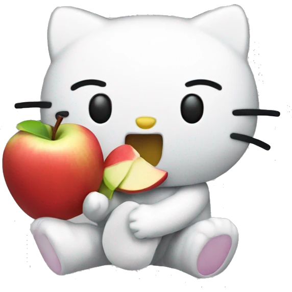 Hello kitty eating an apple  emoji