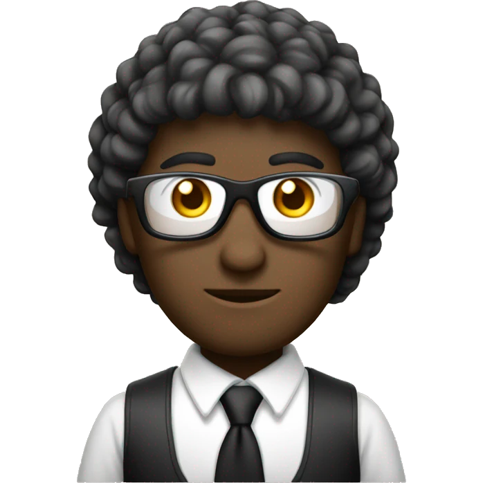 Blanca pelo largo negro con lentes emoji