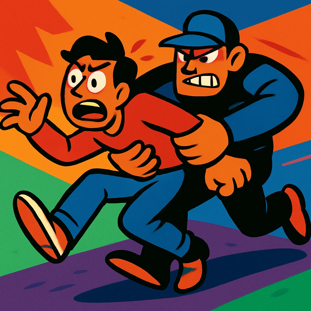 a person being taken by force, vibrant toon style, dynamic action emoji