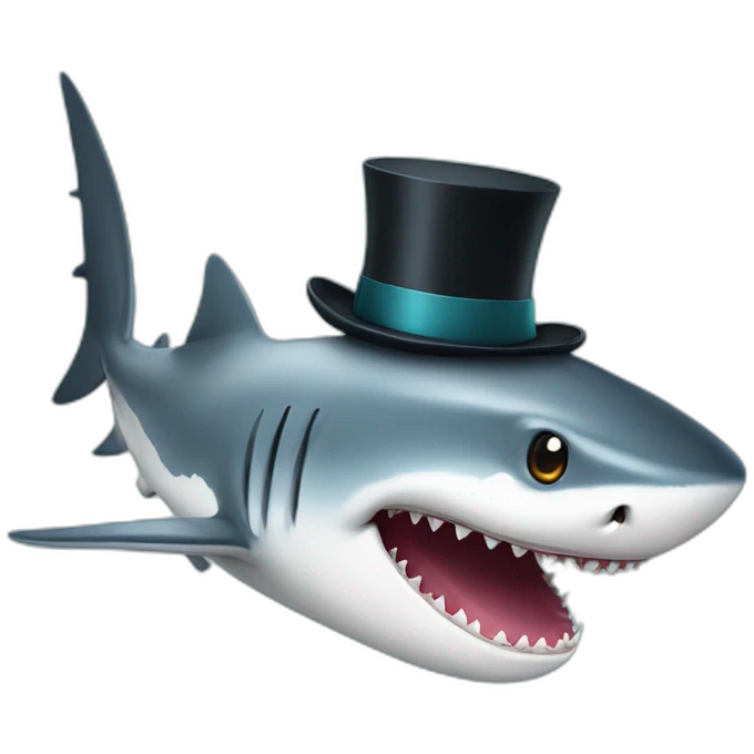 Shark with a top hat emoji