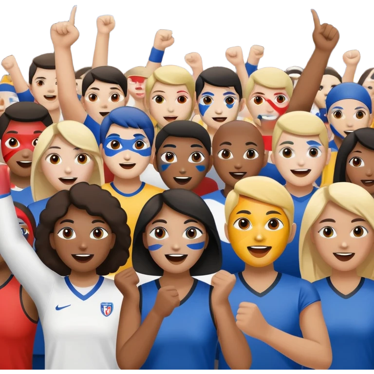 group of fans with painted faces, cheering at a sports event emoji