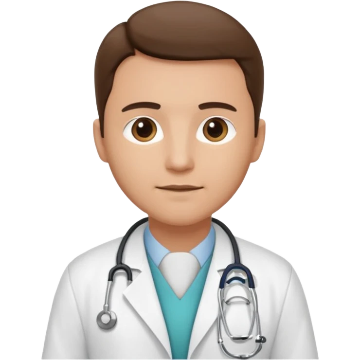 medico con estetoscopio y bata en un hospital emoji