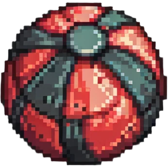 Red digital bomb, round bomb body with red highlights and details, no timer, fierce design, pixel art style emoji
