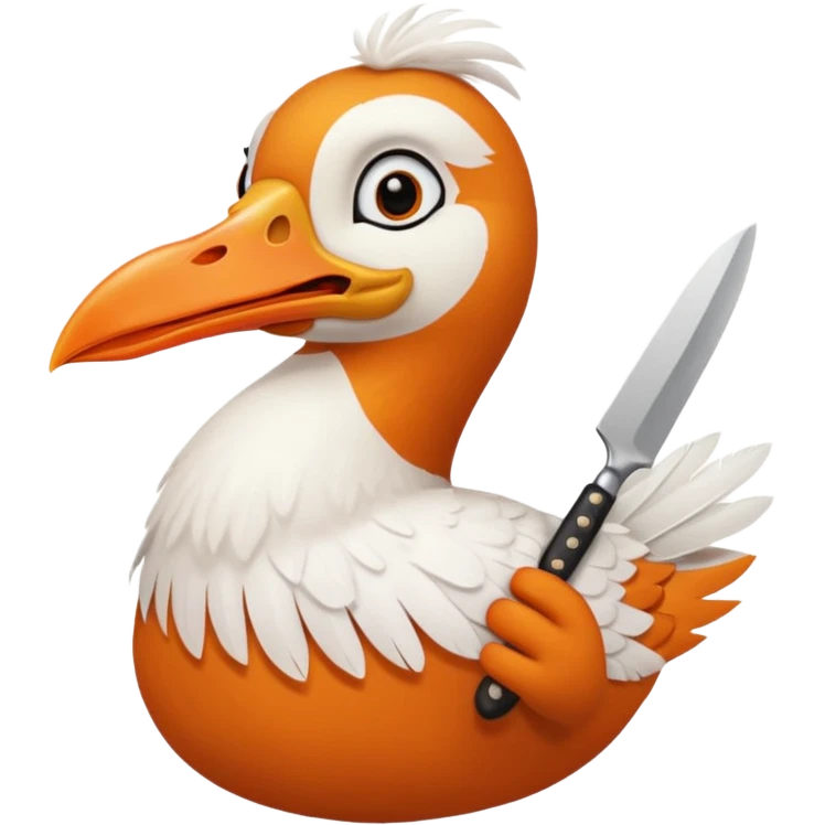 Silly Goose, holding knife in mouth emoji