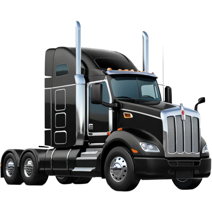 2026 Black Kenworth T680 Flat Top Semi Sleeper with stacks make realistic emoji