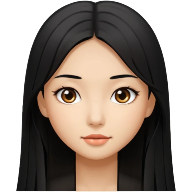 Beautiful girl,Black hair, straight hair，long hair,Black eyes,Chinese emoji