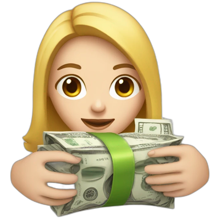 a bag of money in the hands of a white girl emoji