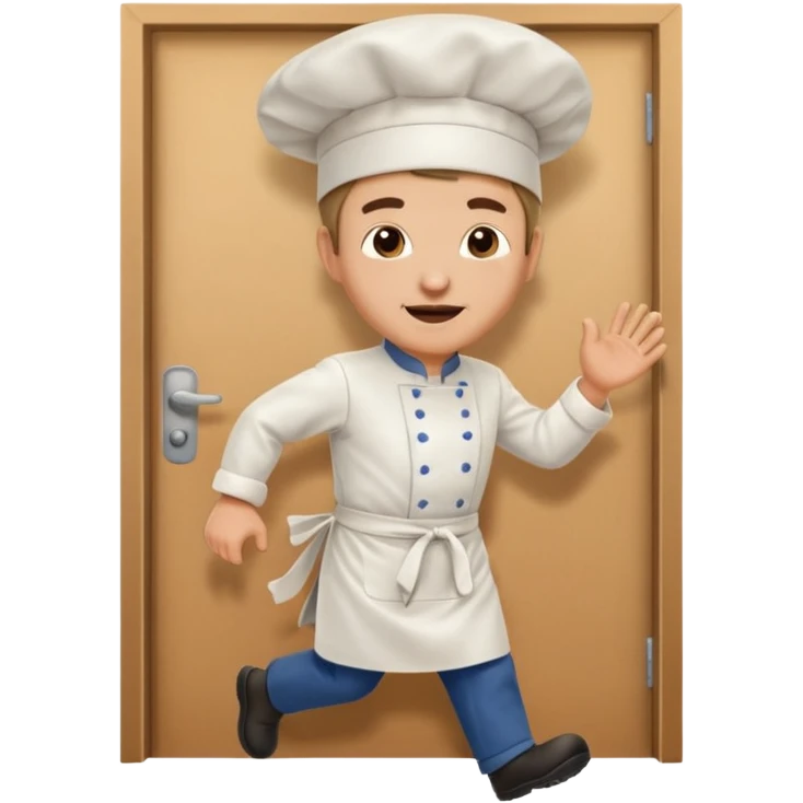 French chef runing out back door emoji