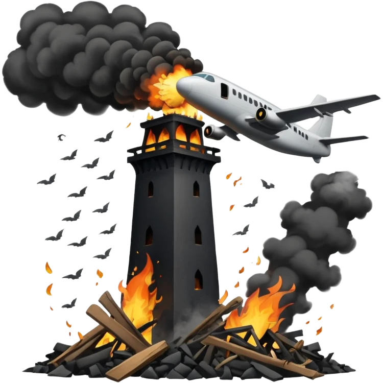 Uçak çarpan kule emoji