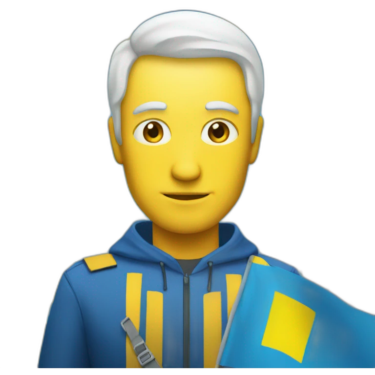 Man with Ukraine flag emoji