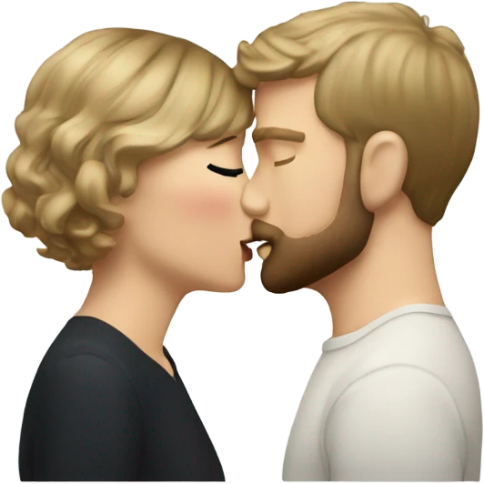 Taylor swift kissing a short haired white man with a short beard emoji