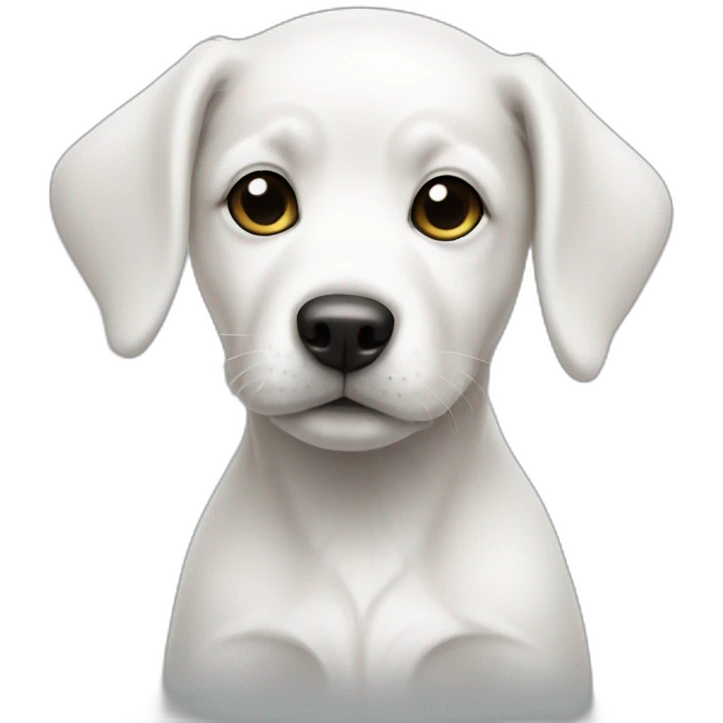 white puppy with a black dot around the eye emoji