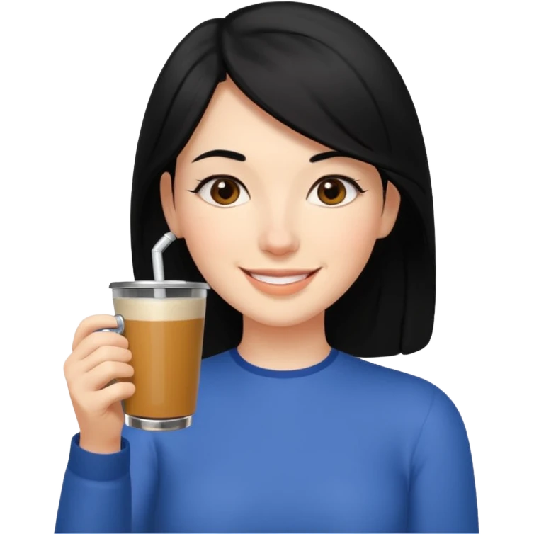 mujer de pelo negro tomando mate emoji
